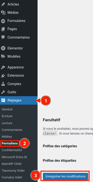 Appliquer permaliens